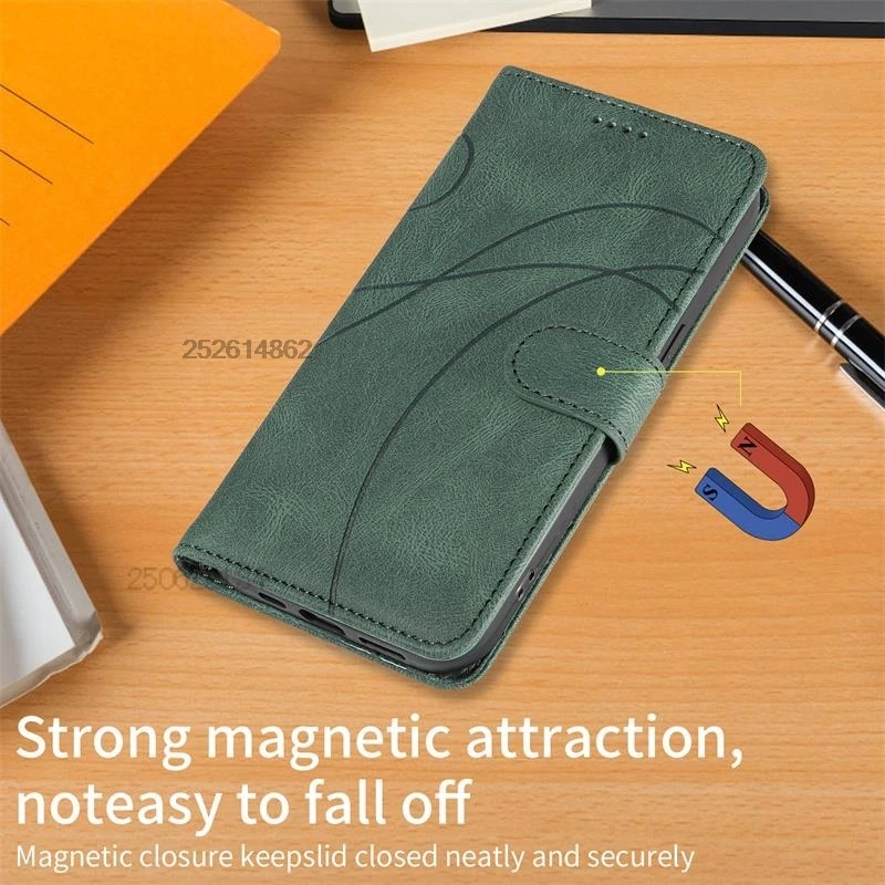 Simple Art Arc Wallet Flip Case For Samsung Galaxy S25 S24 S23 S22 S21 S20 S10 S9 5G Ultra Plus FE Card Holster Phone Cover Skin