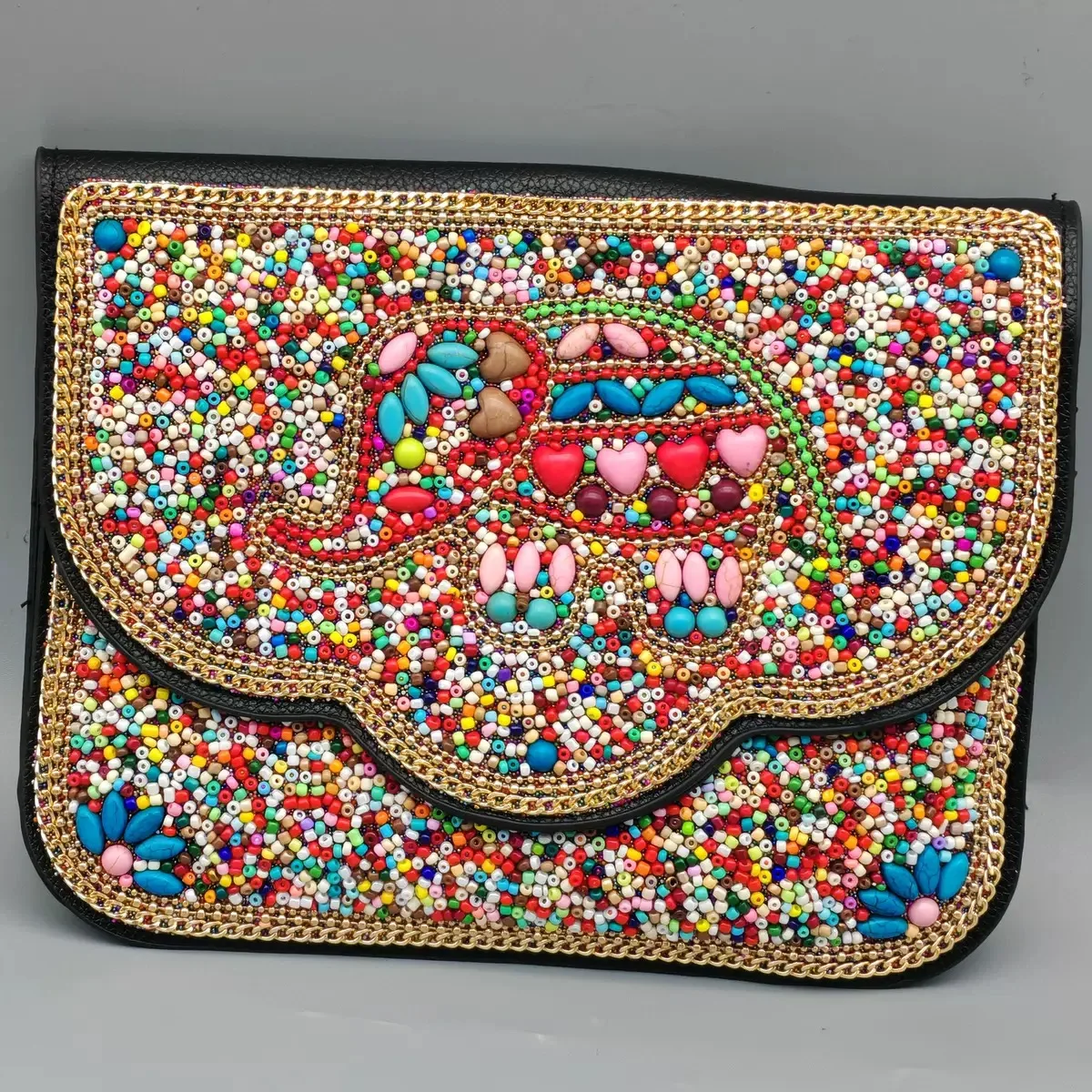 

The Red Elephant Bohemian Handmade Beaded Women's Crossbody Bag Retro Ethnic Style Exquisite Decorative Pouch