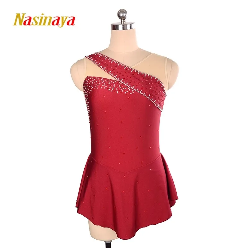 Figure Skating Skirt Costume Women'S Skating Dress Custom Red High Quality Skating Dance Standard