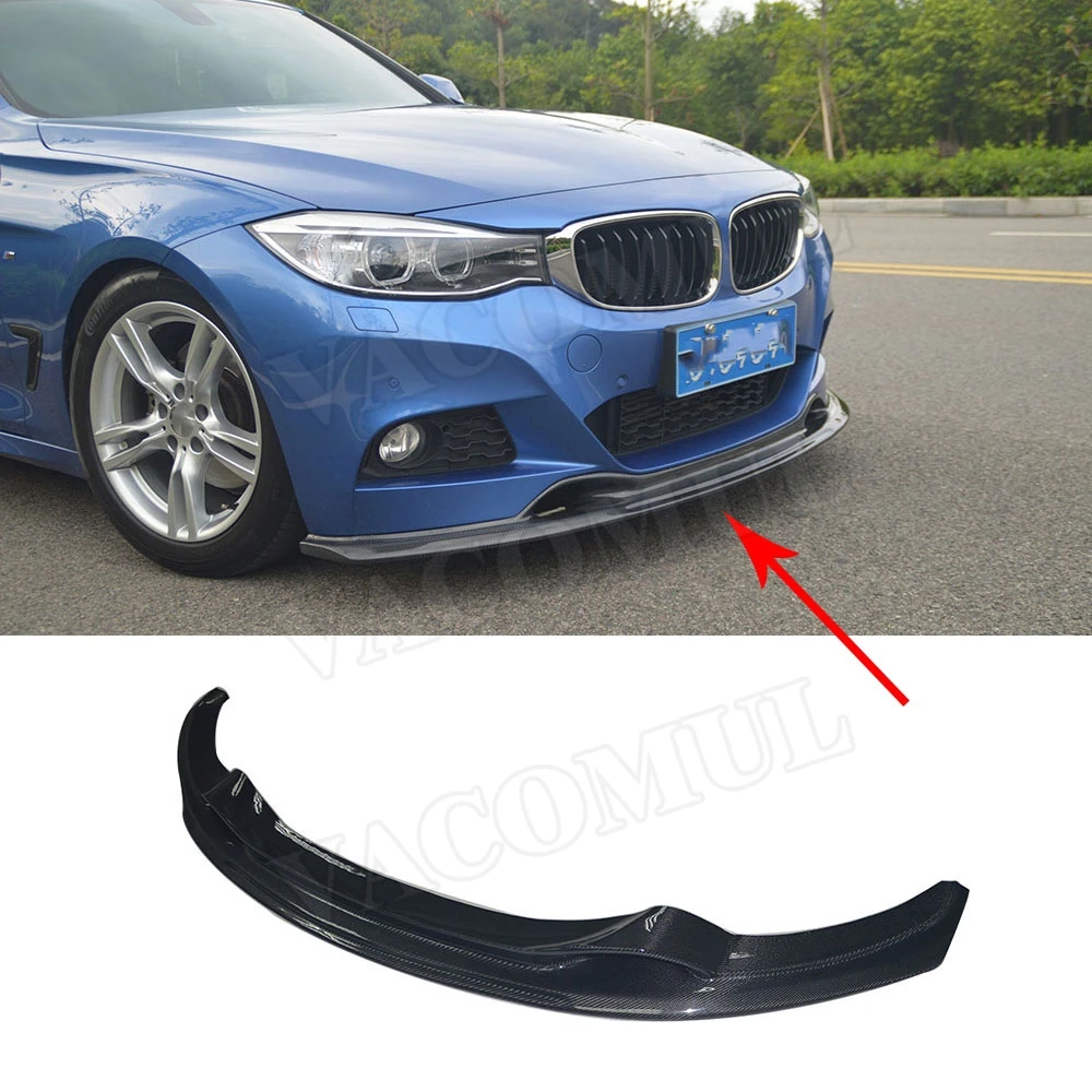 

VACOMUL Carbon Fiber Front Bumper Lip Spoiler for BMW 3 Series GT F34 M-sport M-Tech Bumper 2014-2018 3D Style FRP Head Bumper