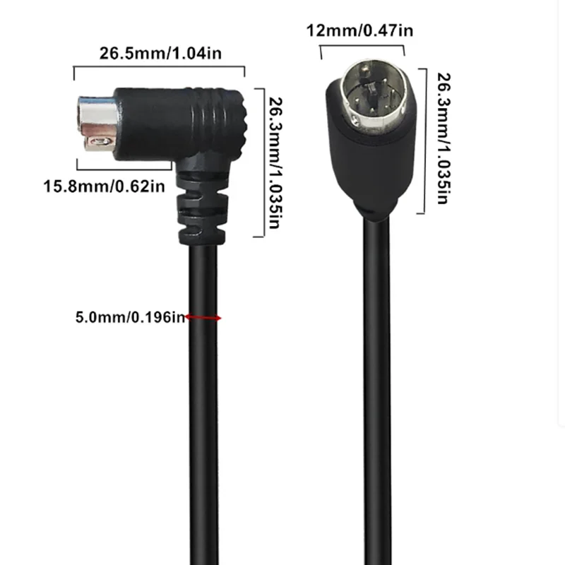 Suitable For Audio, AT Keyboard, Mouse Connection With 90 Degree Mini DIN 5Pin S-Video 5p Bend Male and Female Cables
