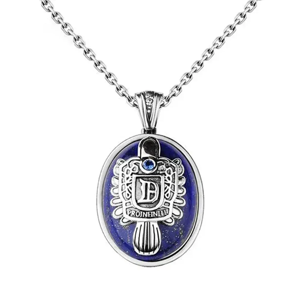 Real 925 Sterling Silver The Vampire Diaries Jewelry Damon Salvatore Stefan Pendant Natural Lapis Stone