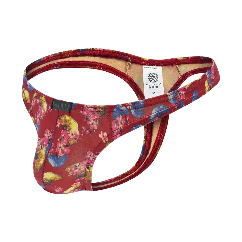 Mens Thong Underwear Sexy Cotton Print U-convex Pouch Men Thongs & G-Strings Tangas Hombre Ropa Interior T-back Thongs