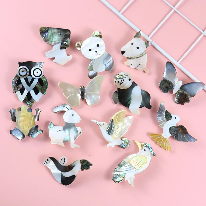 Multiple Style Natural Abalone Mother of Pearl Shell Brooch Animal Insect Pin Weddings Party Apparel Accessory Collar Trimming