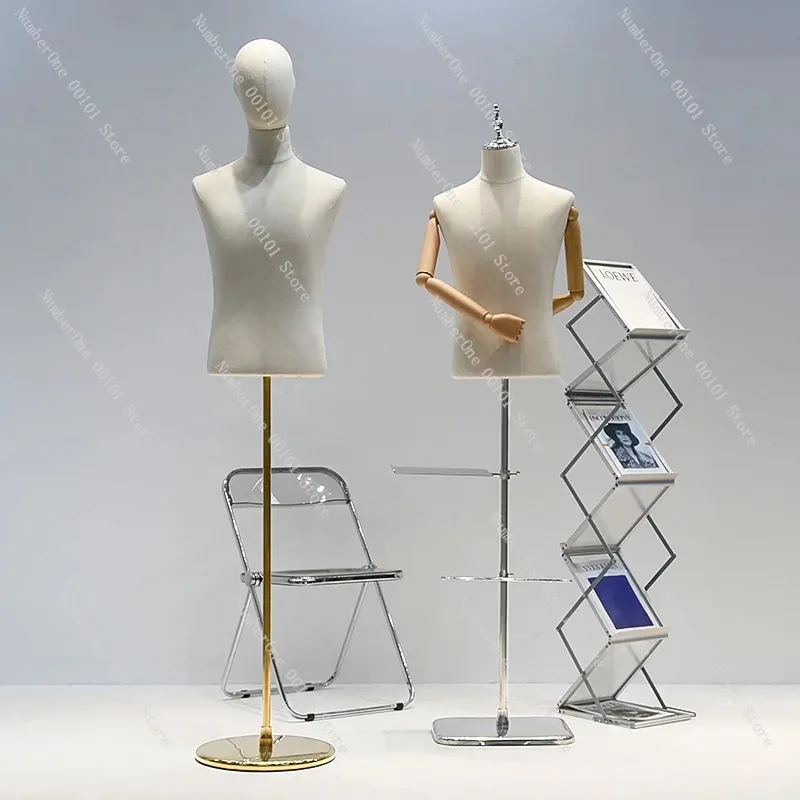 Half‑Body Male Mannequin Torso, Clothing Store Suit Display Dummy Stand for Garment Show
