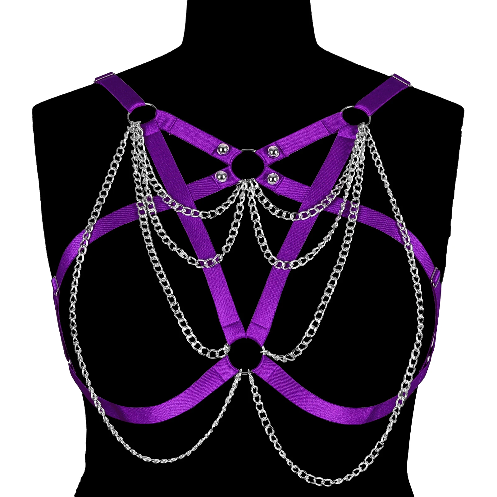 

Women Gothic Sexy Lingerie Body Harness Wedding Bondage Chain Harness Chest Harajuku Erotic Cage Bra Suspenders Garter Belt