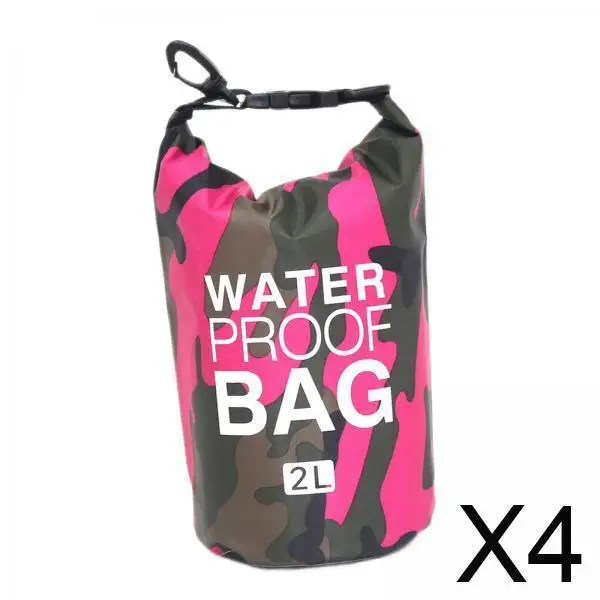 

4xSmall 2L Водонепроницаемая сумка через плечо для каякинга Розово-красная