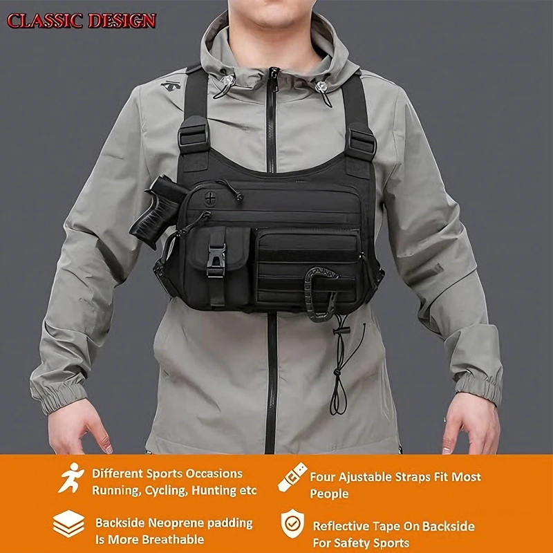 Sports Chest Bag For Men Women Water Resistant Lightweight Front Chest Pack Running Vest Bag For Workouts Running Cycling