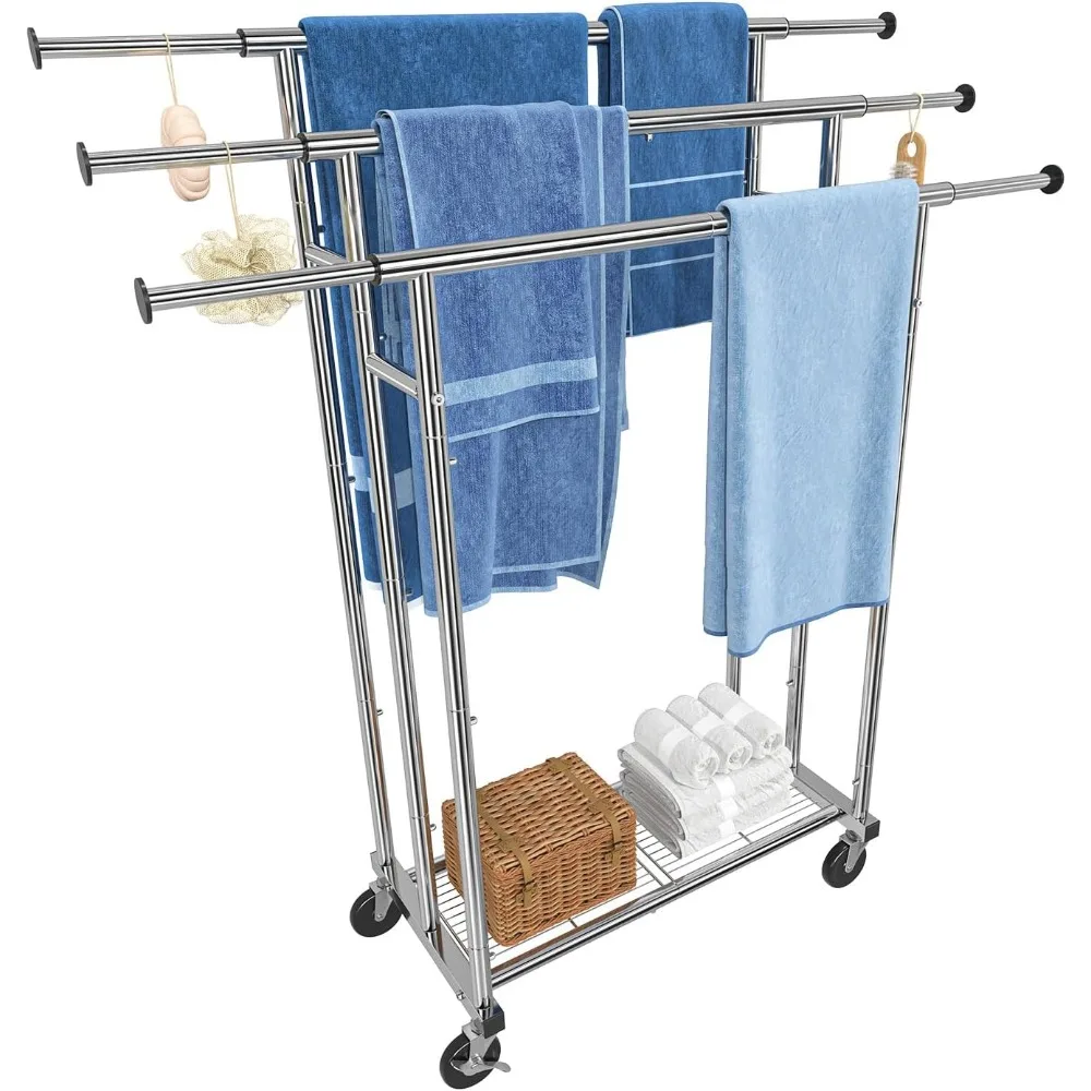 

Отдельно стоящая вешалка для полотенец высотой 48 дюймов с полкой для хранения для ванной комнаты, металлическая выдвижная вешалка для одеял, 46,5 дюйма Д x 16,25 дюйма Ш x 48 дюймов