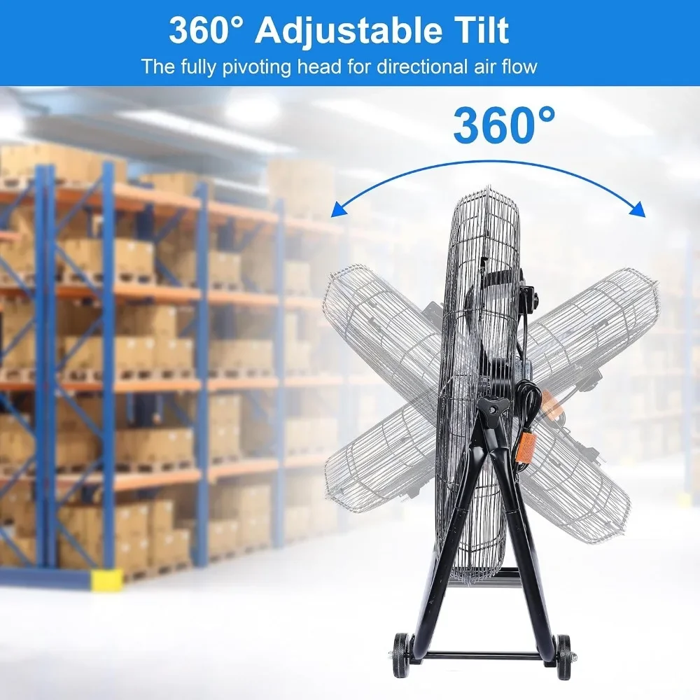 Dynamic 30-Inch Floor Fan with Roll Booster - Industrial-Grade Airflow, 360 Degree Adjustable Tilt, and Portable Design