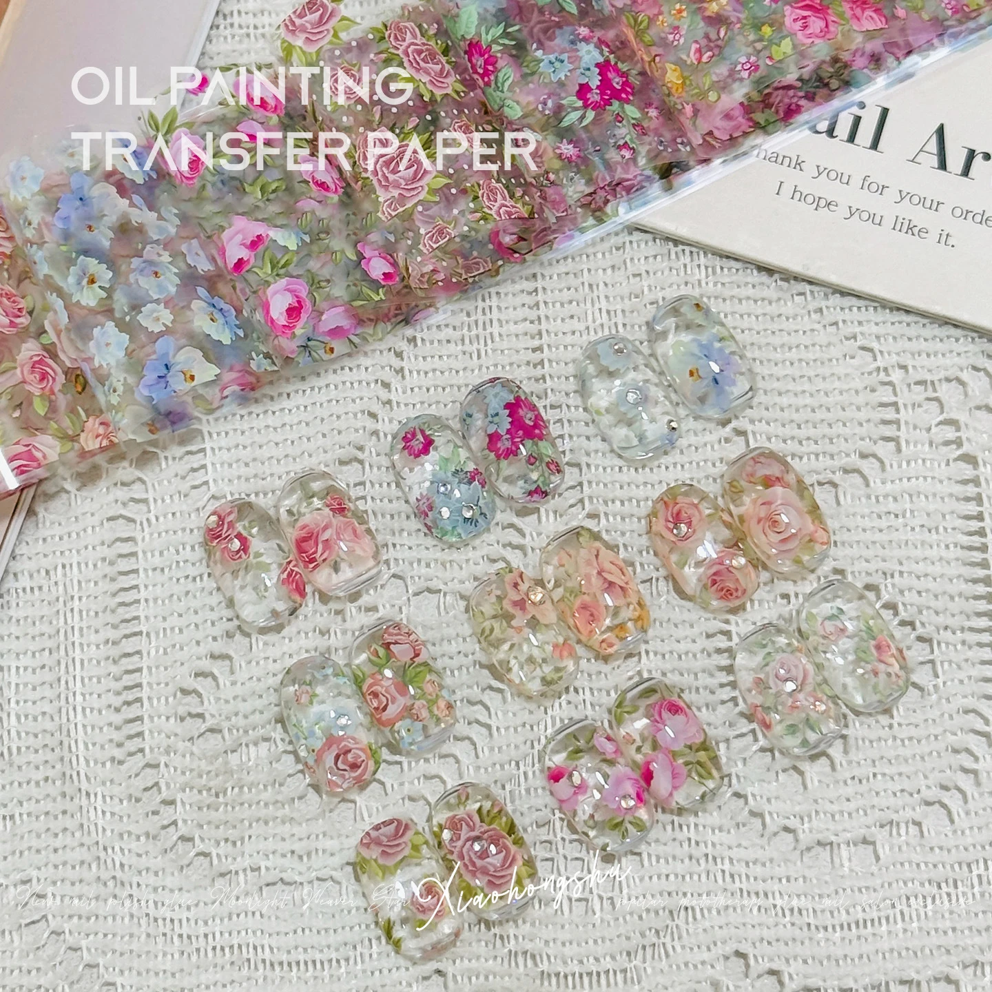 10 Rollen/Box Rosenblüten-Nagelfolien Multiflora Transferpapier Aufkleber Nagelkunst-Sticker Blumenmuster DIY Maniküre Nageldekoration – Detail 3