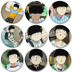 32/44/58MM Anime Cartoon Figures Kageyama Shigeo Brooch Badge Snap-in Button Pins on Backpack Jewelry Accessories Gifts