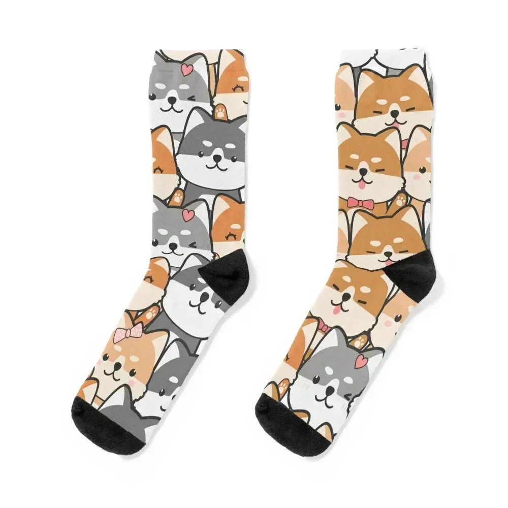 Shiba Inu Calcetines Running calcetines calentados de dibujos animados de colores Hombres Mujeres