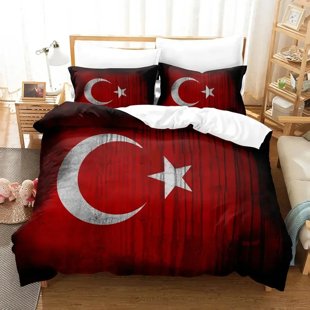 

Al Bayrak Turkey Flag Bedding Set Duvet Cover Bed Set Quilt Cover Pillowcase Comforter king Queen Size Boys Adult Bedding