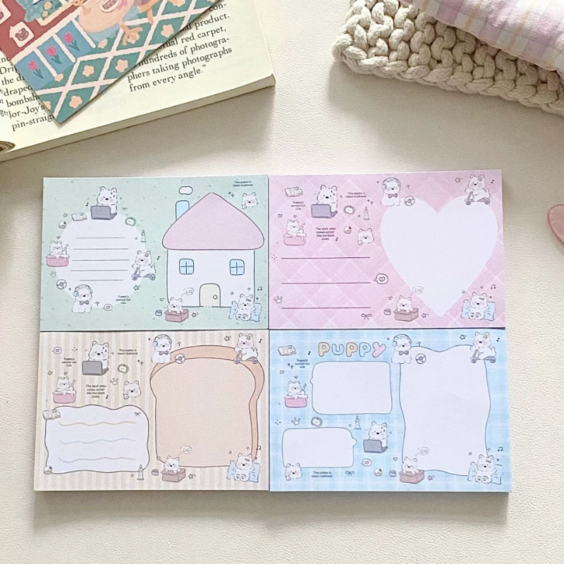 Kawaii Stationery Creative Cartoon Cute Sticky Note Ins High Looking Little Milk Dog Tear Off Student Message Book Memo Pad
