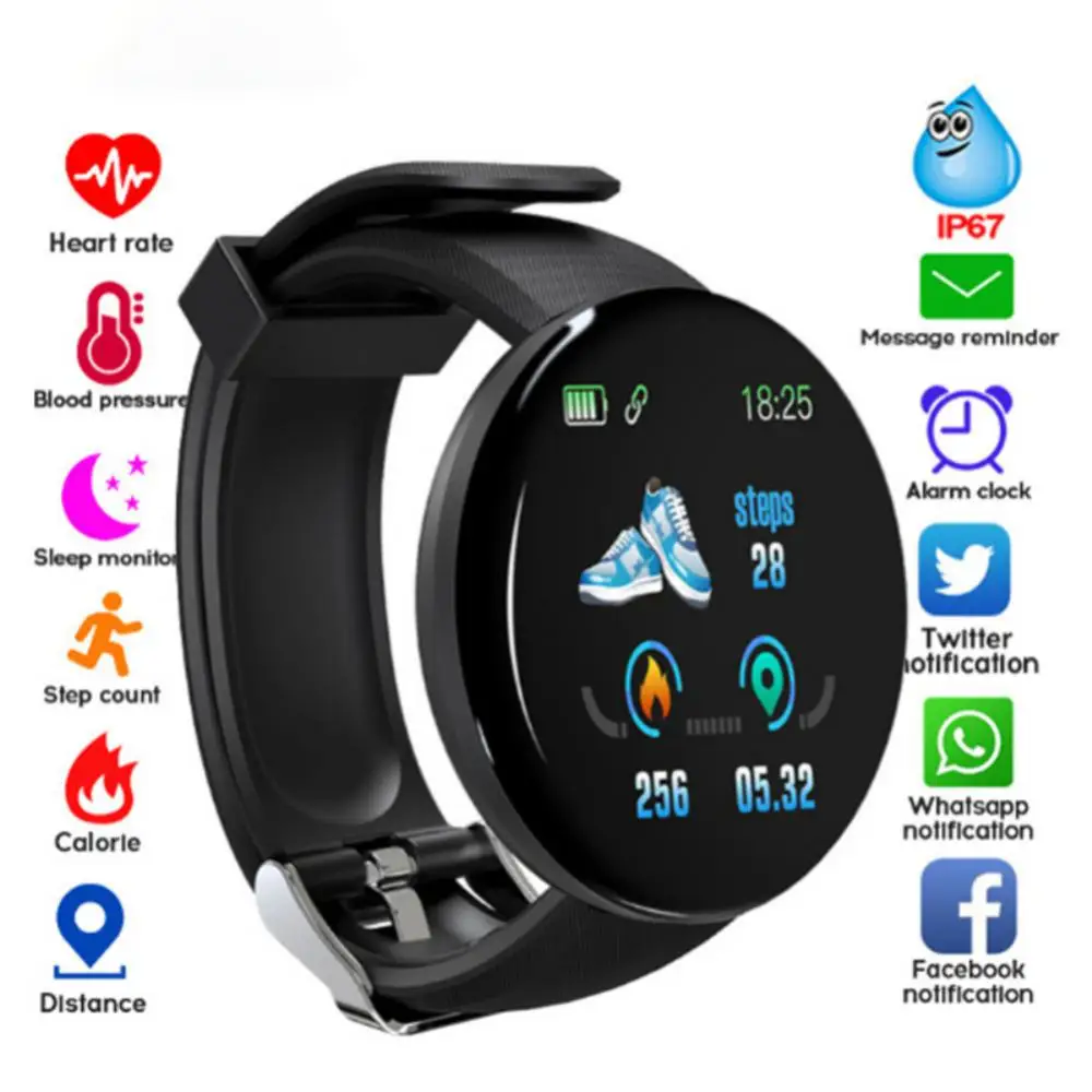 Sport Watch 1.44 Inch Round Blood Pressure Heart Rate Monitor For Android Ios Smart Bracelet 90mah Waterproof Smart Watch