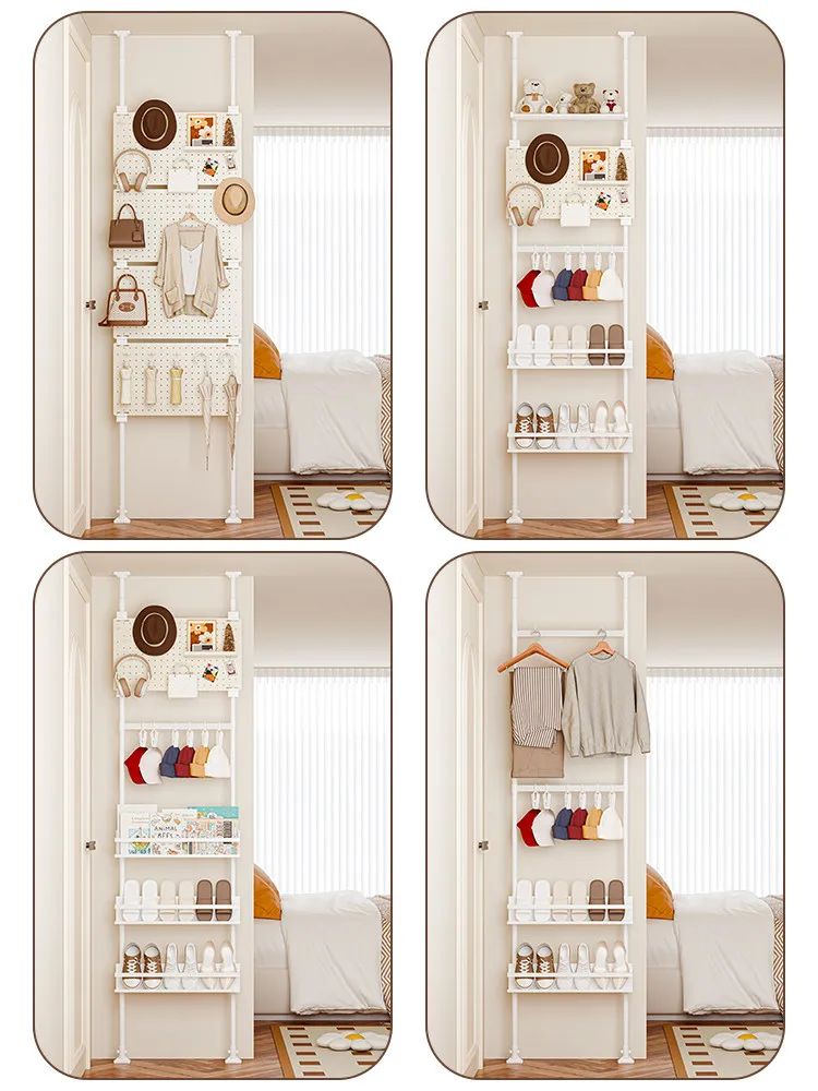 Shelf behind the door, hole plate, entrance porch, hanger integrated partition, coat rack thin, no punching