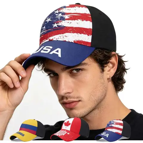 USA Canada Colombia Flag Printed Baseball Cap Football Soccer Sports Fans Cheering Cap Sun Protection Premium  Hat Fashion Gorra