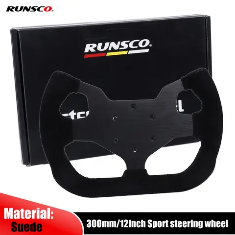 Racing 300mm GT Steering Wheel Flat Suede Car Drift Sim Game Steering Wheel Control 70mm/PCD 6061-T6