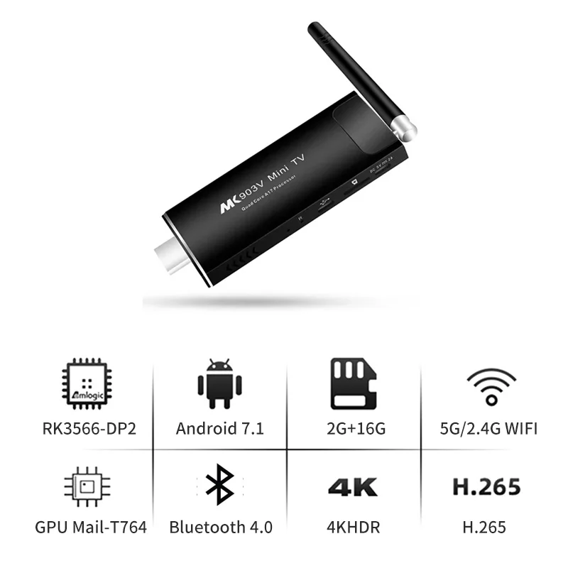 TV Stick 4K Android 5,1/7,1 Linux OS Smarttv Box RK3288, caja de Metal, cuatro núcleos, Tv Stick 4k Max, Android 7,1, versión 4,0