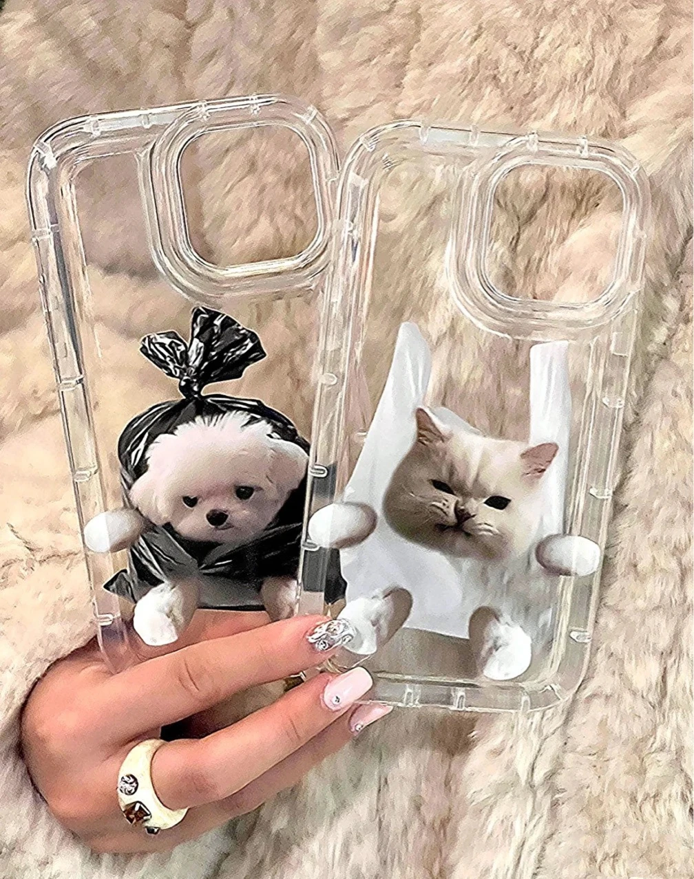 Korean Cartoon Cute Dog Phone Case For iPhone 14 13 11 12 Pro Max 7 8 Plus X XR XS Soft TPU Transparent Aesthetic Back Cover