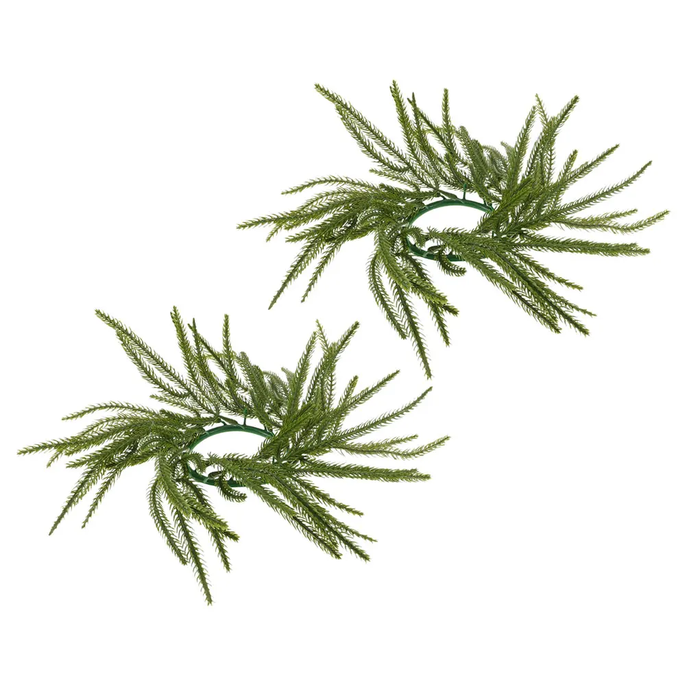 

2Pcs Artificial Pine Wreath Ring Mini Christmas Table Centerpiece Farmhouse Decoration Greenery Holder