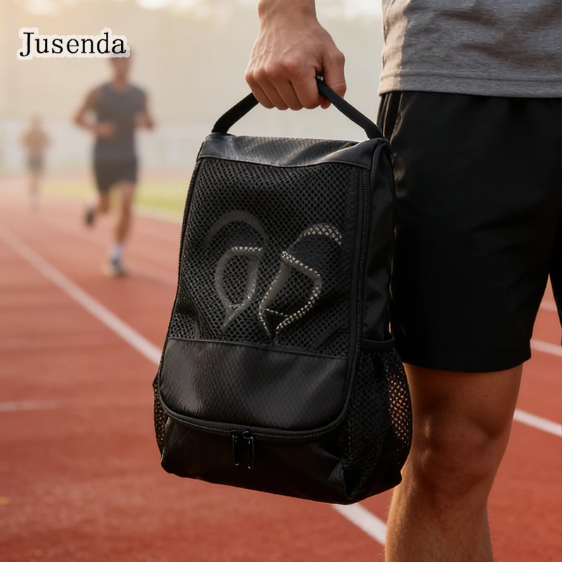 Waterproof Oxford Travel Shoe Bag: Multi-Pocket Organizer for Soccer & Basketball Gear  Keeps Shoes & Clothes Separate