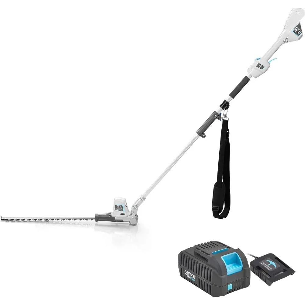 

Swift 40V Cordless Pole Hedge Trimmer Long Reach 18" Cutting Length 6 Position Adjustable Head with Battery and Charger