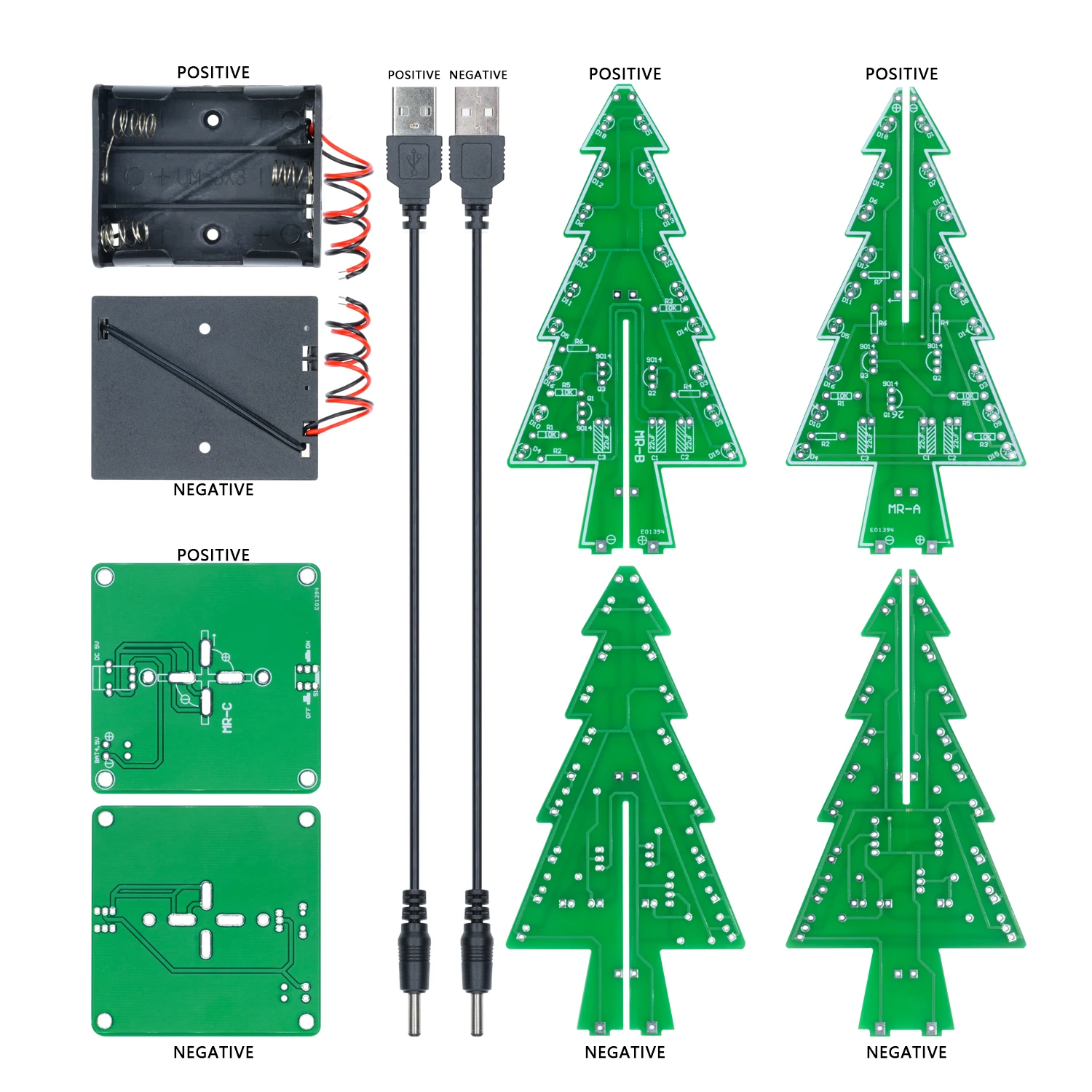 3D Kerstboom Led Diy Kit 3 Kleuren/7 Kleuren Led Knipperend Circuit Solderen Praktijk Elektronische Wetenschap Montage Kit