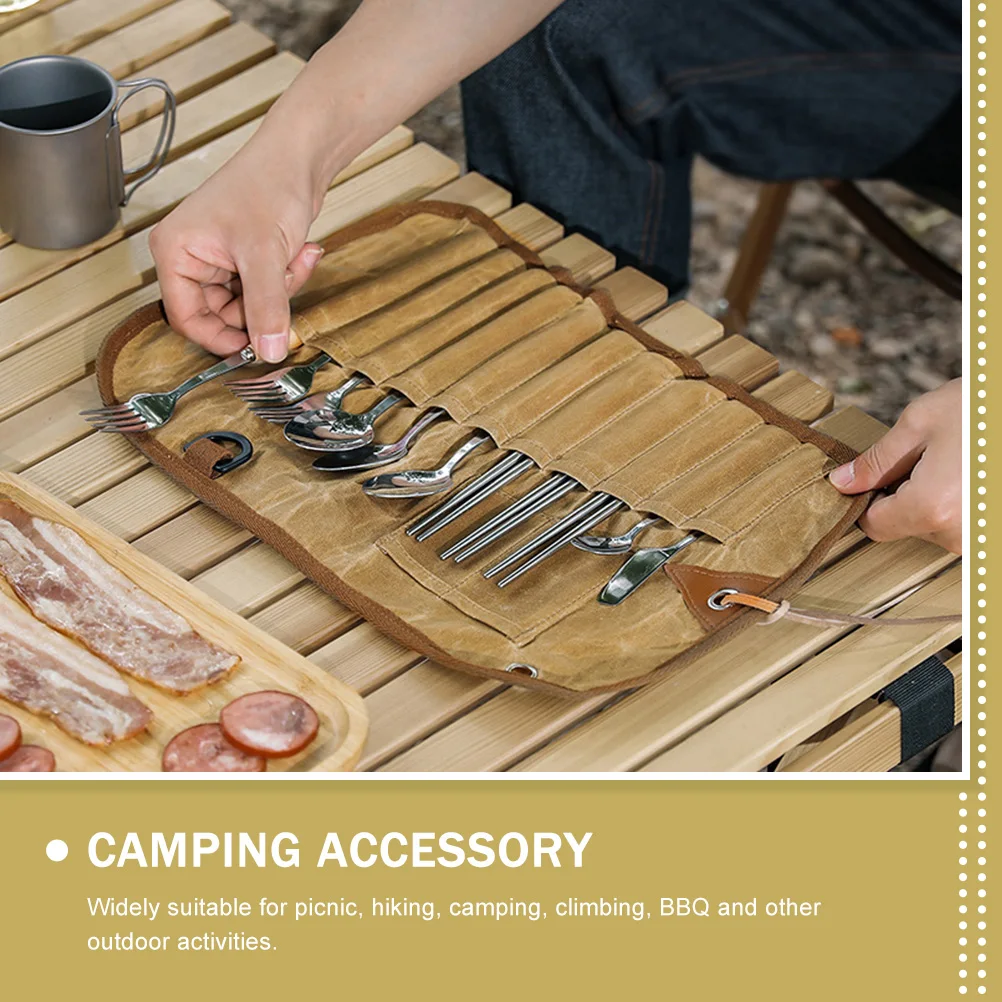 

1 Stainless Steel Tableware Set Durable Outdoor Utensils Portable Travel Kit Multi-Function For Picnic Hiking Bbq Utensil Kit