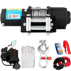 Cabrestante eléctrico con Control remoto inalámbrico, 4000lb,12V, elevación de acero, 13m de longitud, Cable de acero