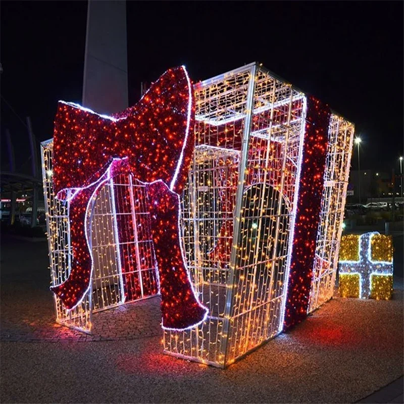 Factory Price Large Outdoor LED Gift Box Holiday Lighting Outdoor Christmas Decoration LED Motif Light