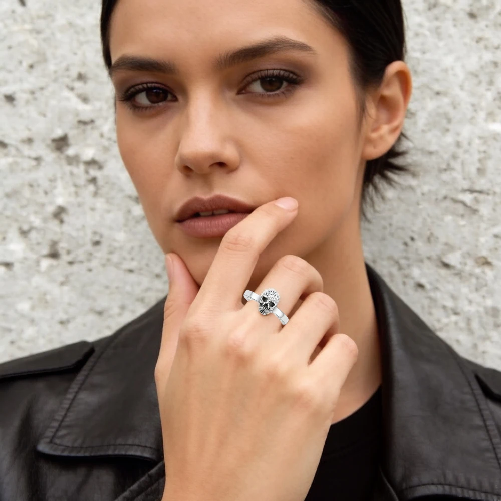Skull White Pave Ring,Europe Style Glam Fashion Good Jewerly For Women Gift In 925 Sterling Silver,Super Deals