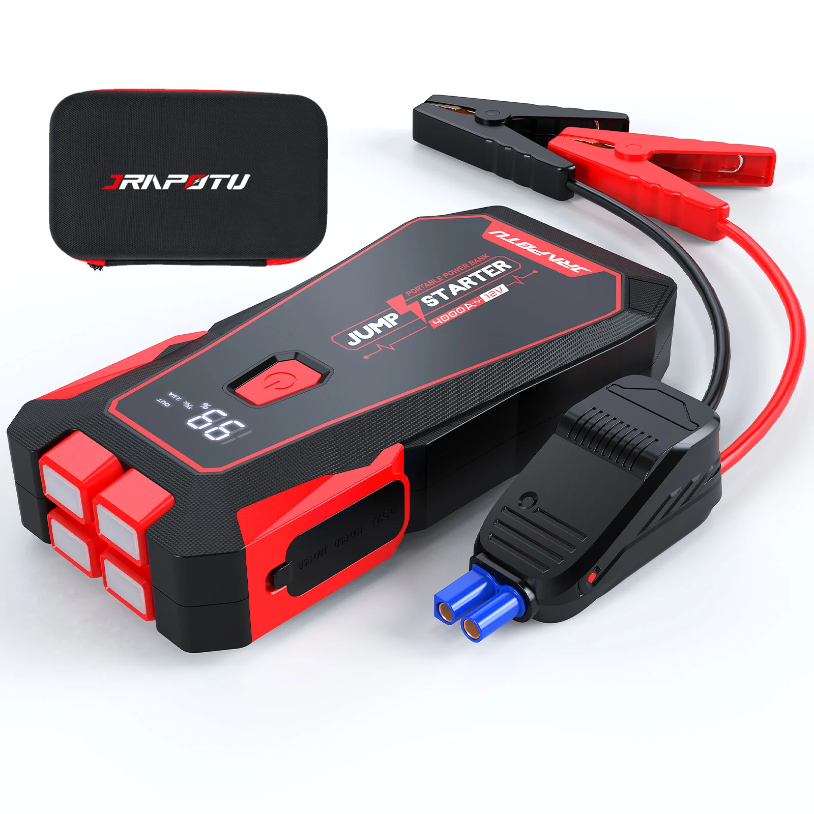 

Jump Starter Car Jump Starter Auto Battery Booster Pack 4000A Peak 12V with USB Quick Charge 3.0,Lithium Jump Box with LED Light