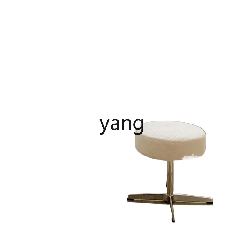

LMM Bedroom Dressing Small Round Stool Home Simple Living Room Leisure Stool Lamb Fleece Bench