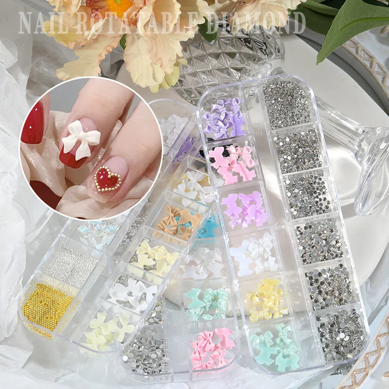 3D Nail Art Rhinestones Nail Decorations Gems Crystal Pearl Butterfly Half Beads Nail Art DIY Decoration Wholesale Mix Size