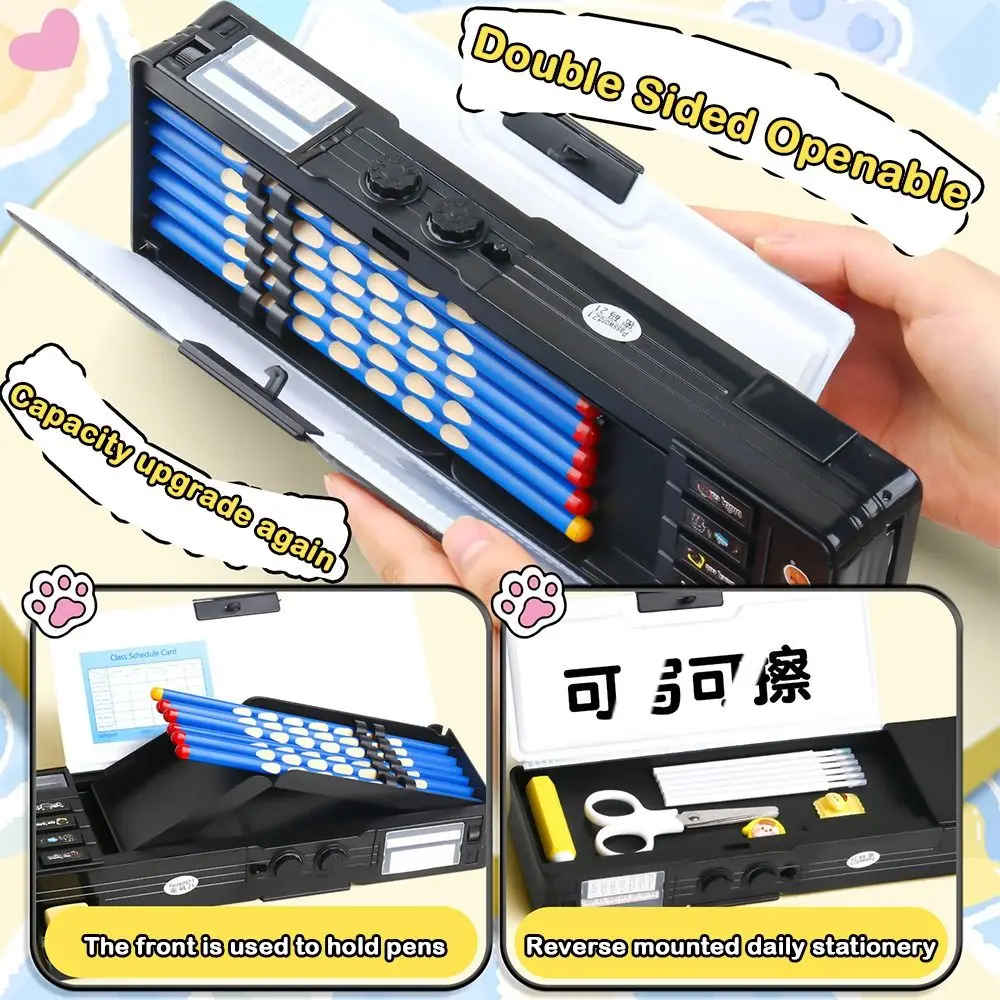 

Пенал с двумя паролями, черный котенок, двухсторонняя коробка для канцелярских принадлежностей, многофункциональный пенал большой емкости, подарок студентам