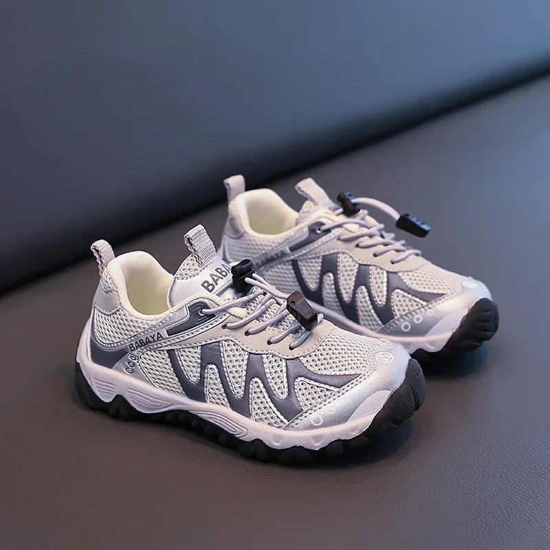 

Reinforced Seam Children Sports Shoes Durable Craft Breathable Sneakers Anti Skid Sole for Rough Road Surfaces