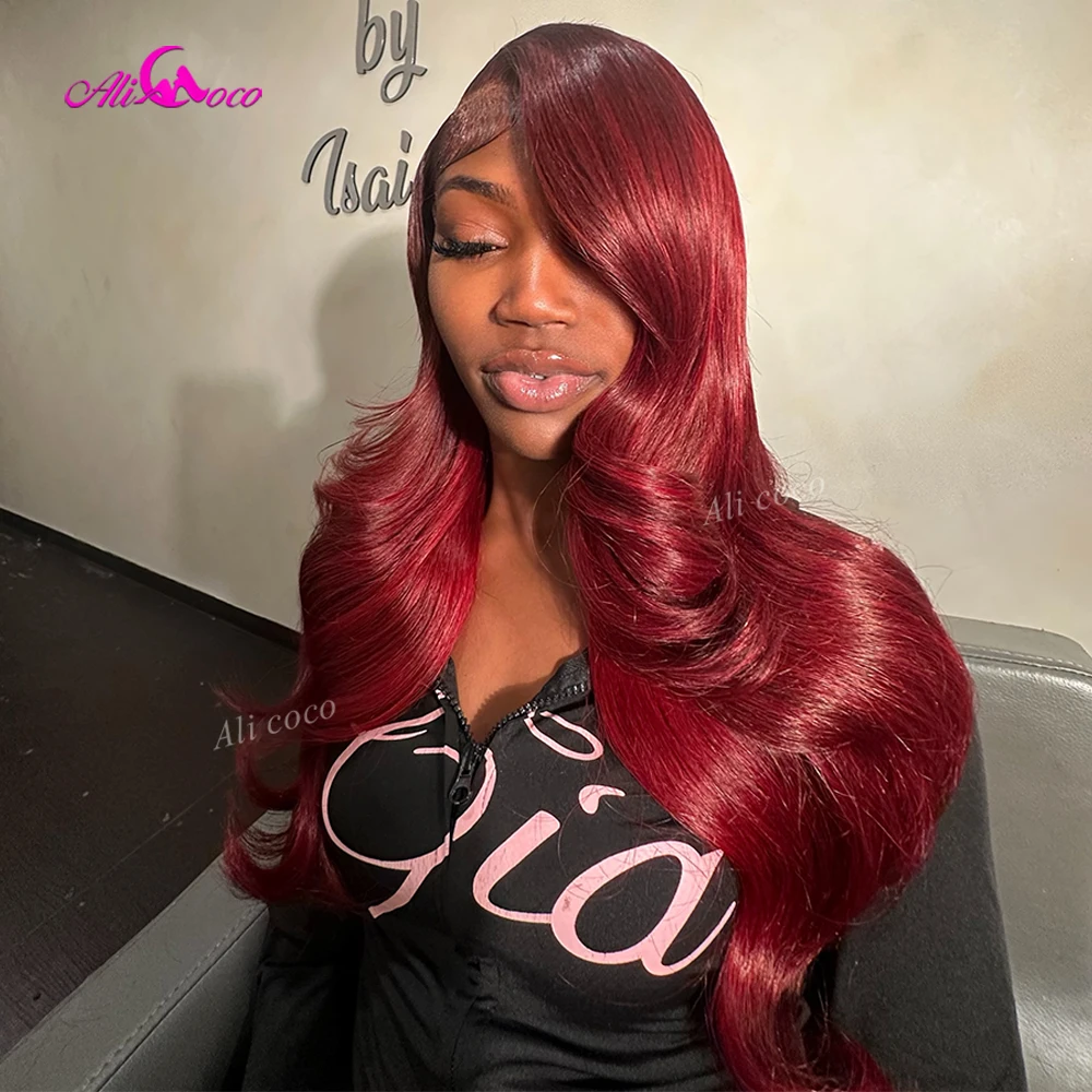 14A Drawstring Burgundy Dark Red New Upgrade 200 Density Remy Wig Lace Front Human Hair Glueless Invisible #99 Pre-cut Body Wave