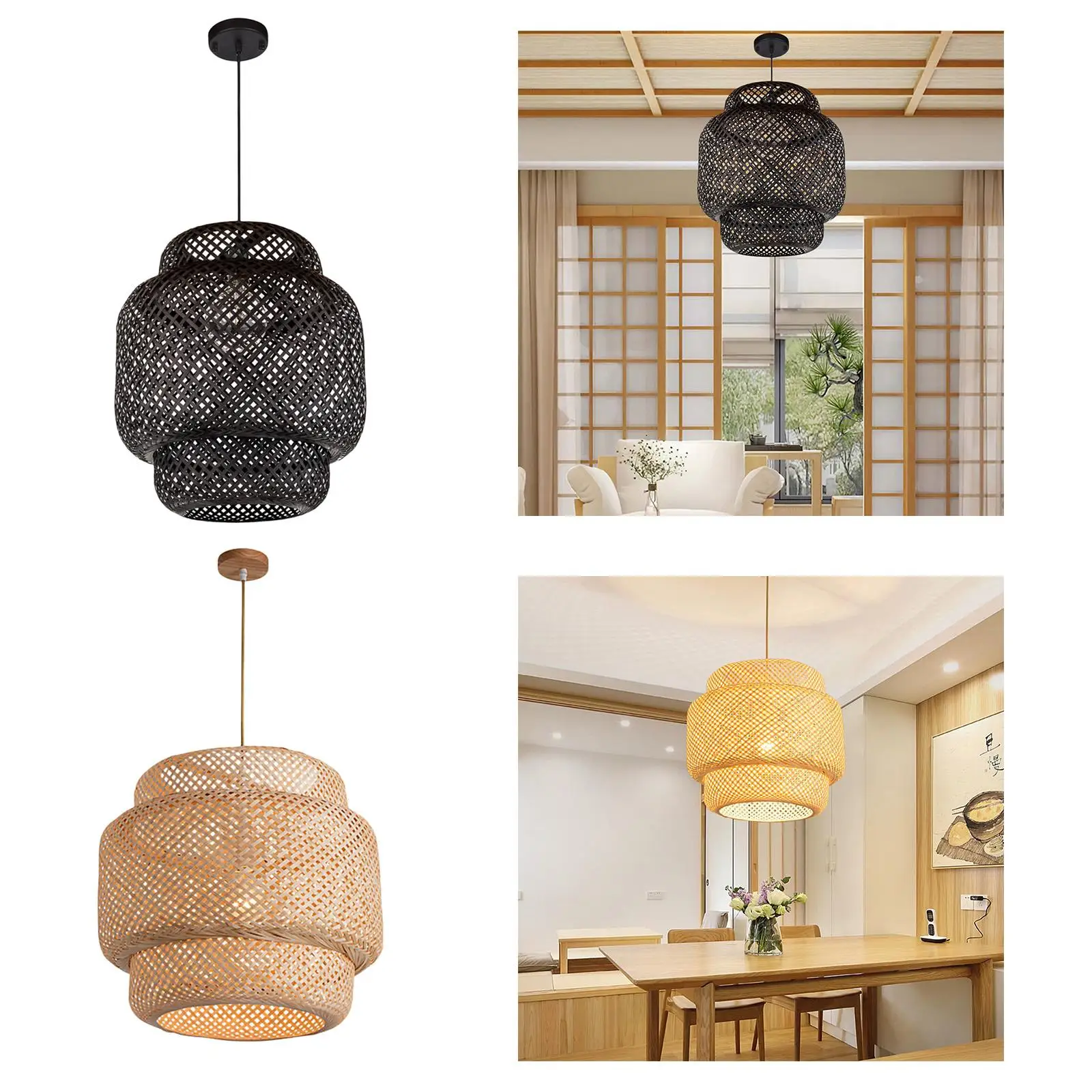 Bamboo Woven Light Lamp Shade Loft  Lobby Ceiling Pendant Bar