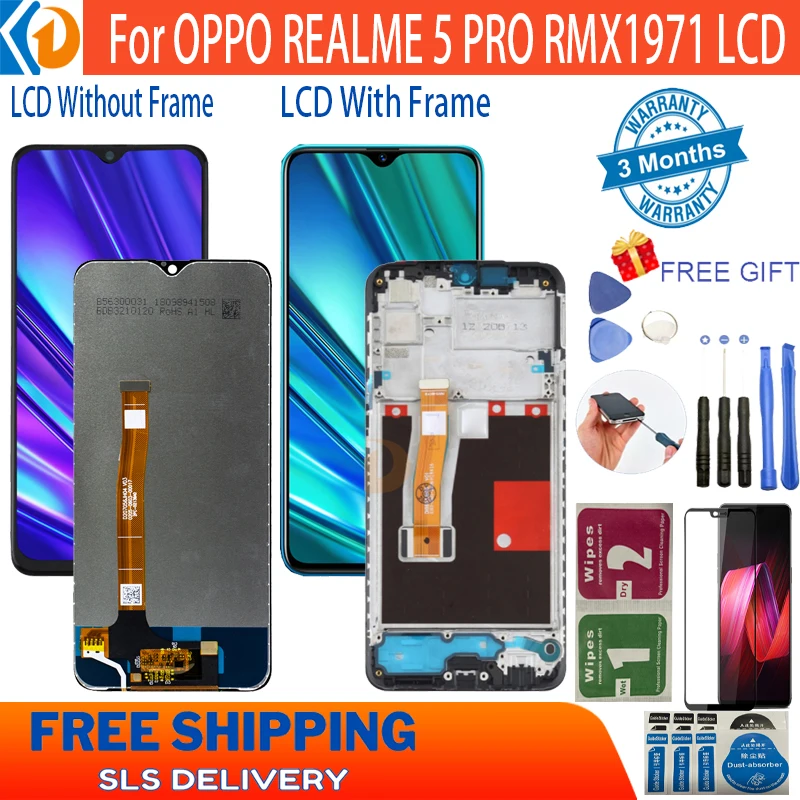 

100% Original 6.3''For Oppo Realme 5 Pro LCD Display Touch Screen With Frame Digitizer Assembly Replace For Realme 5 Pro RMX1971