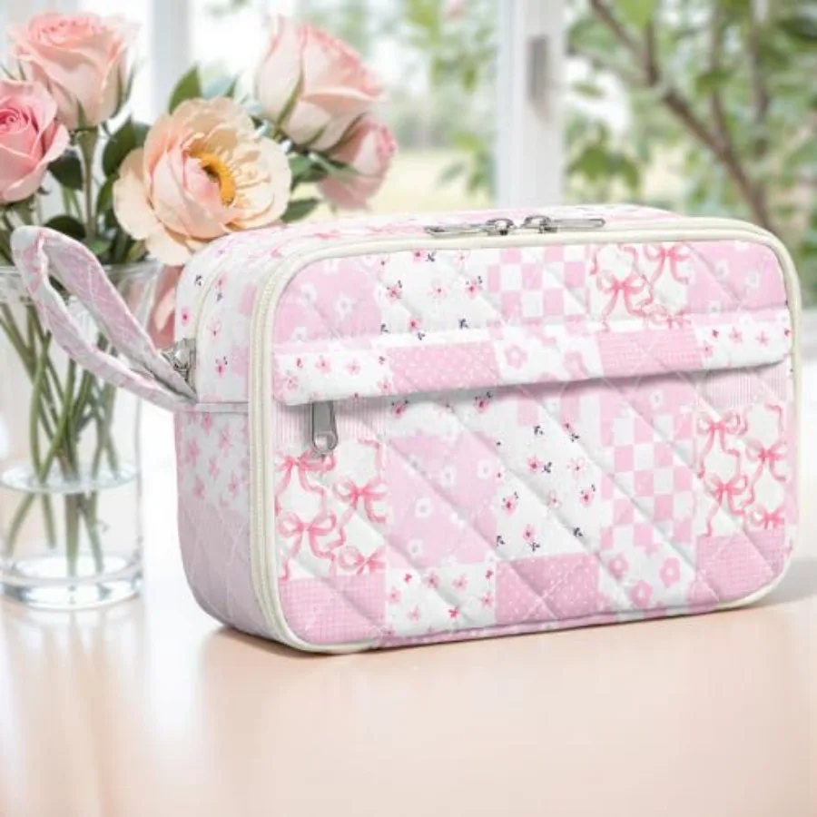 

Quilted Pencil Pouch for Girls Women, Large Pencil Case Pouch with Compartments Cute Aesthetic Pencil Case Organizer, Pencil Ba