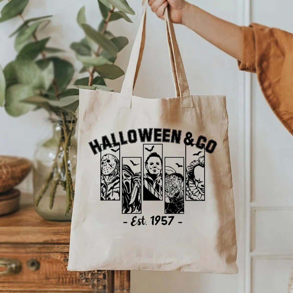 Halloween Horror Movie Killers SVG Tote Bags Halloween Horror Friends Svg Borse per lo shopping da donna Borse per film horror Svg