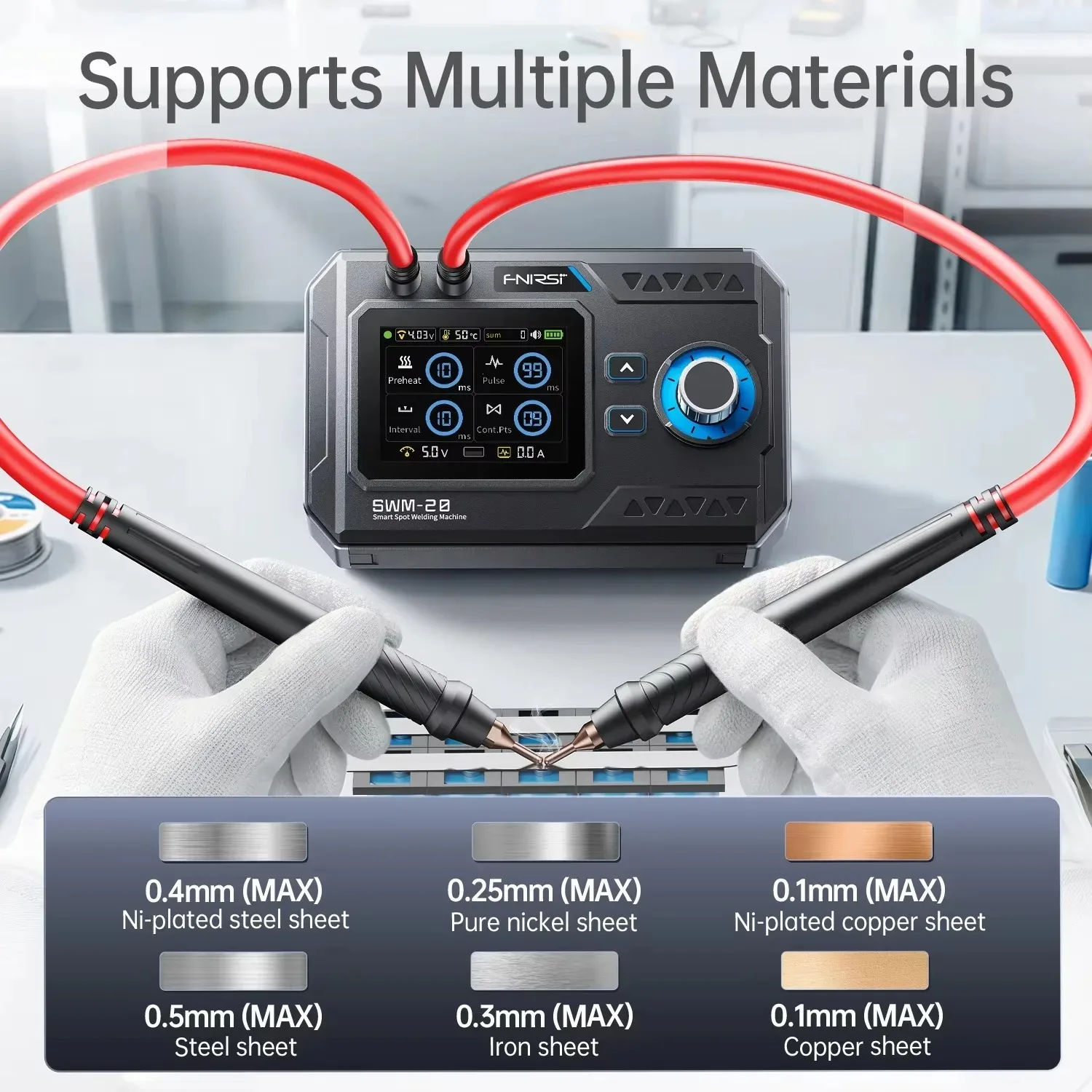 FNIRSI SWM-20 Double Pulse Battery Welding Machine Portable Spot Welder Maximum Welding 1200A 0.5mm Thick Welding DIY Tools
