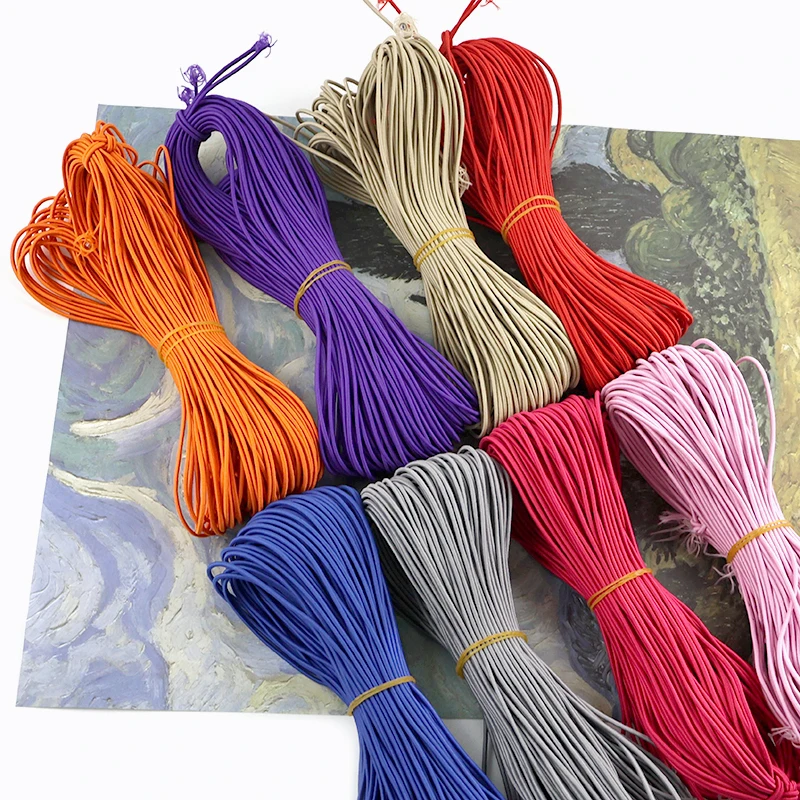 

45meters 2mm Round Elastic Rope for Bag Outdoor Clothes Shoes Rubber Ropes Belt Hat String Making Cords DIY Sewing Accessories