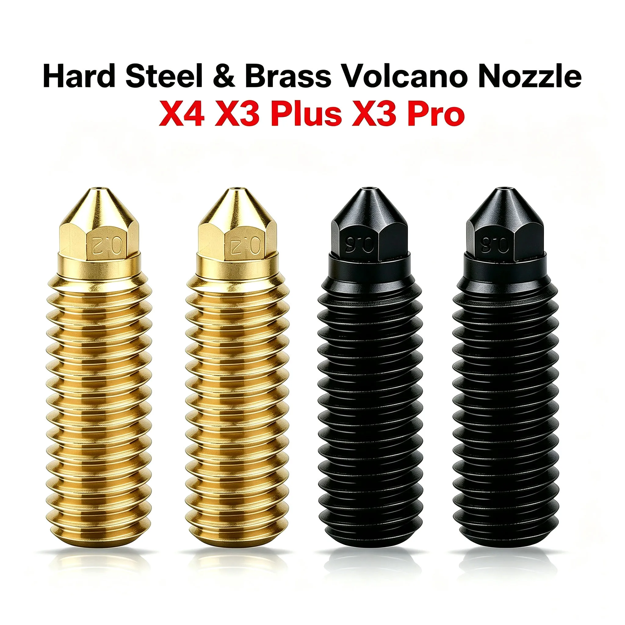 Hard Steel & Brass Volcano Nozzle for Artillery Sidewinder X4 X3 Plus X3 Pro, High Speed Hotend Replacement 3D Printer Parts