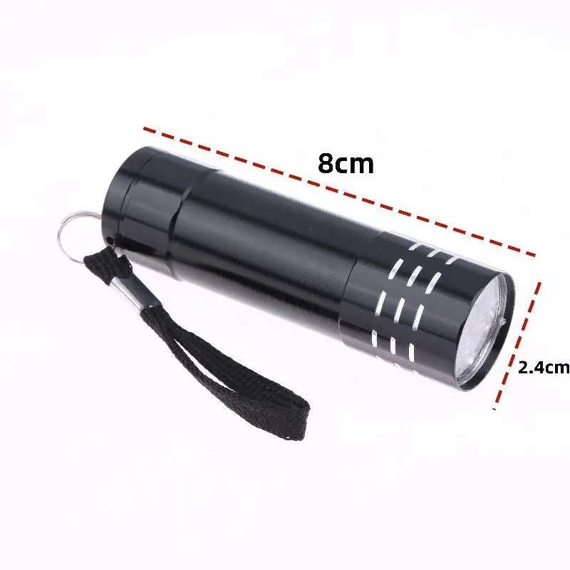 1Pcs 50LM 395nm Mini UV Flashlight, Compact 9 LED Outdoor Lighting Tool, Portable Black Light for Hiking