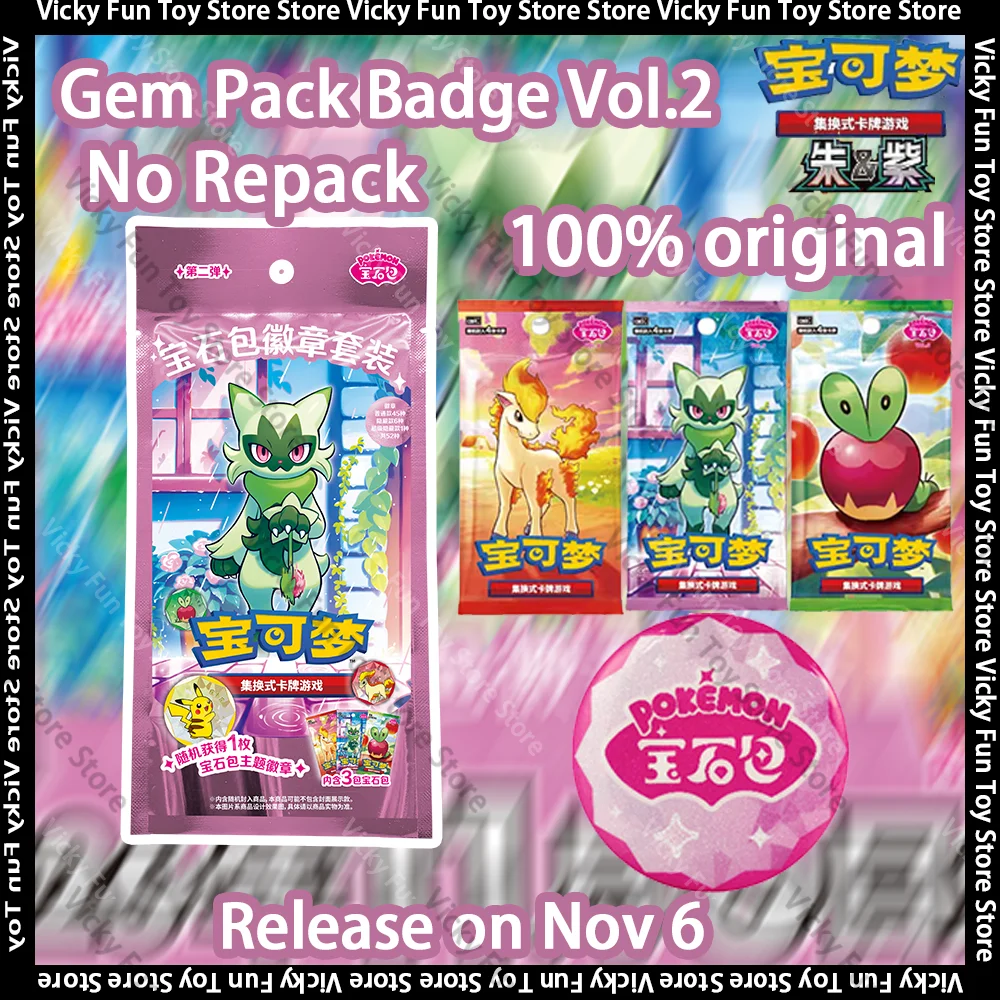 Neue Original Pokémon-Karten ohne Neuverpackung, Edelstein-Set, Abzeichen-Set Vol.2, vereinfachtes Chinesisch, PTCG-Sammlungen, Pokémon-Weihnachtsgeschenke