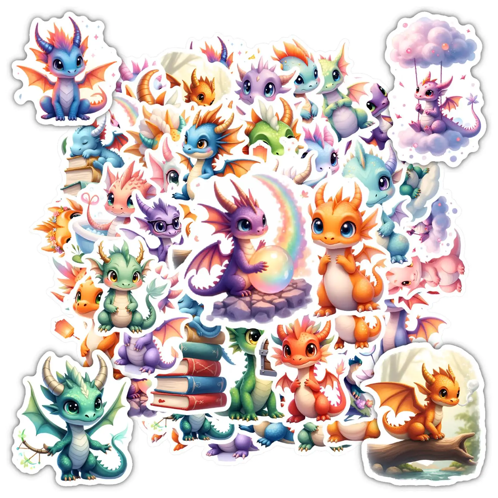 

35-50 шт. причудливых фантазийных наклеек, красочные милые наклейки для поощрения учителей, наклейки с животными для гитары, ноутбука, шлема, чемодана