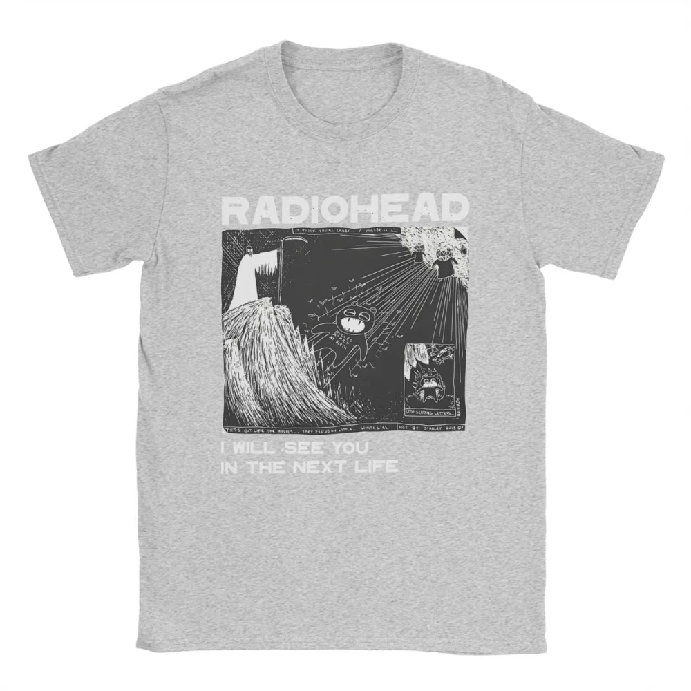 Vintage Radiohead Printed T-Shirt for Men Women Crew Neck Cotton T Shirts Rock Band Short Sleeve Male Tee Shirt Adult Clothing
